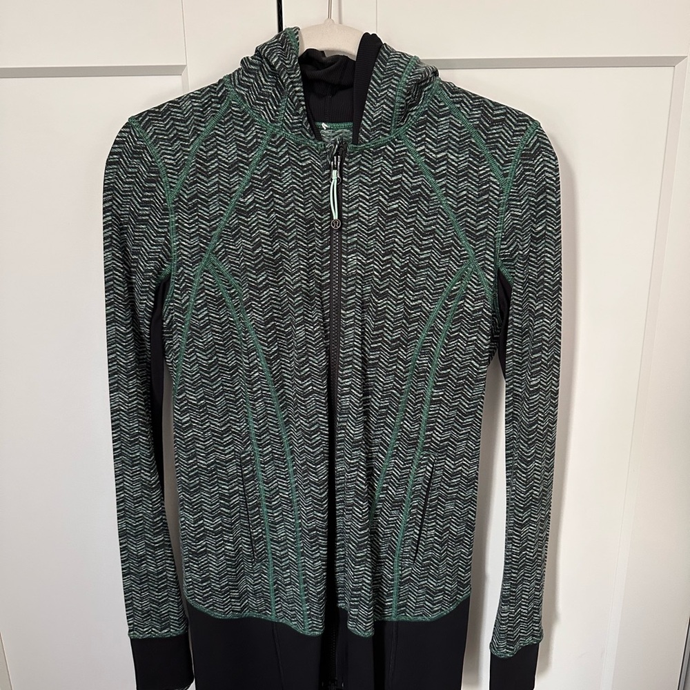 lululemon athletica Green & Black Hooded Zip-Up Jacket